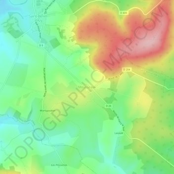Mappa topografica Mousseaux, altitudine, rilievo