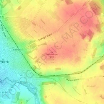 Mappa topografica Billerbecker Berg, altitudine, rilievo