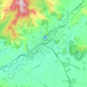 Mappa topografica Waihi, altitudine, rilievo