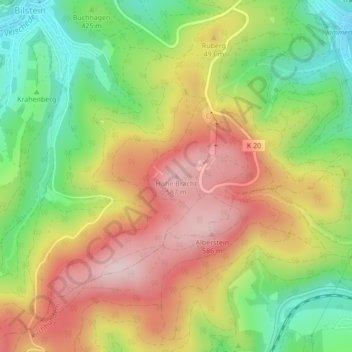 Mappa topografica Hohe Bracht, altitudine, rilievo