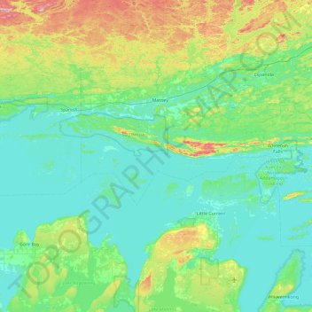 Mappa topografica Matheson Island, altitudine, rilievo