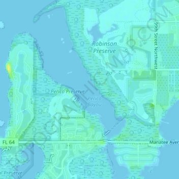 Mappa topografica Perico Bayou, altitudine, rilievo