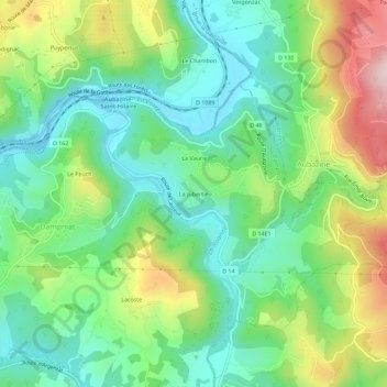 Mappa topografica La Jubertie, altitudine, rilievo