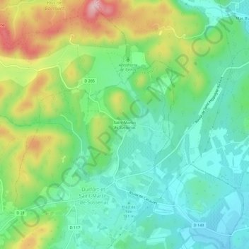 Mappa topografica Saint-Martin de Sossenac, altitudine, rilievo