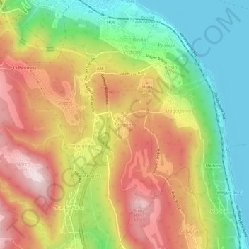 Mappa topografica Stropino, altitudine, rilievo
