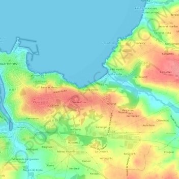 Mappa topografica Quatre Vents, altitudine, rilievo