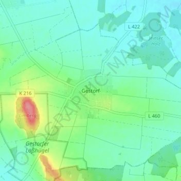 Mappa topografica Gestorf, altitudine, rilievo