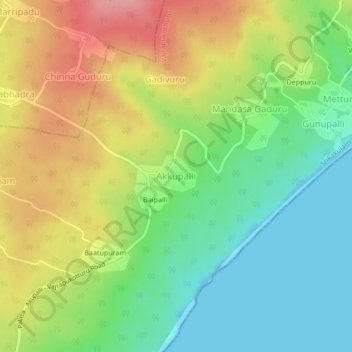 Mappa topografica Akkupalli, altitudine, rilievo