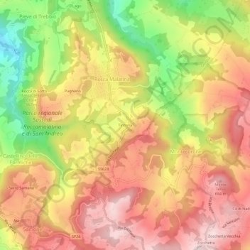 Mappa topografica Tintoria, altitudine, rilievo
