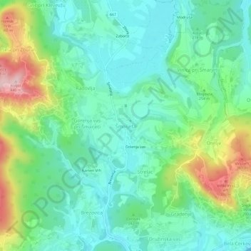 Mappa topografica Šmarjeta, altitudine, rilievo