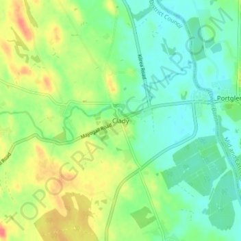 Mappa topografica Clady, altitudine, rilievo