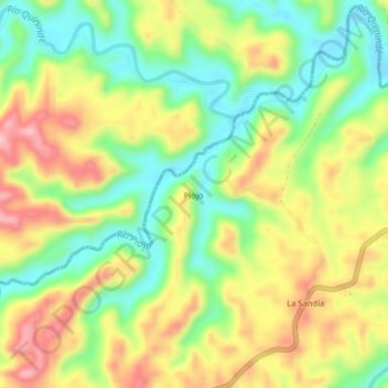 Mappa topografica Piojo, altitudine, rilievo