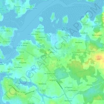 Mappa topografica Kerlutu, altitudine, rilievo