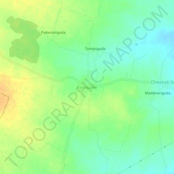 Mappa topografica Kompalle, altitudine, rilievo