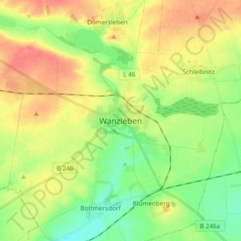 Mappa topografica Wanzleben, altitudine, rilievo