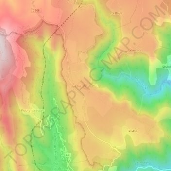 Mappa topografica La Garde-Guérin, altitudine, rilievo