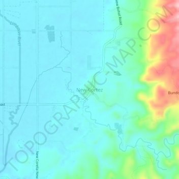 Mappa topografica New Cortez, altitudine, rilievo