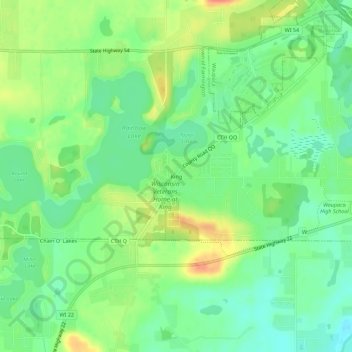Mappa topografica King, altitudine, rilievo