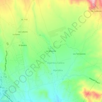 Mappa topografica La Almazara, altitudine, rilievo