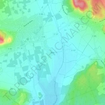 Mappa topografica Bizac, altitudine, rilievo