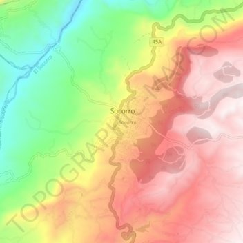 Mappa topografica Socorro, altitudine, rilievo