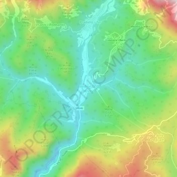 Mappa topografica Vedronza, altitudine, rilievo