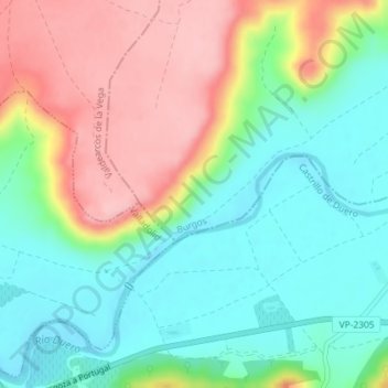 Mappa topografica Las Laderas del Monte, altitudine, rilievo