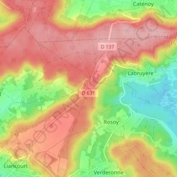 Mappa topografica Demi-Lune, altitudine, rilievo