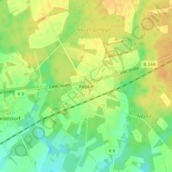 Mappa topografica Repke, altitudine, rilievo