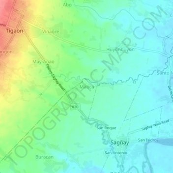 Mappa topografica Mabca, altitudine, rilievo