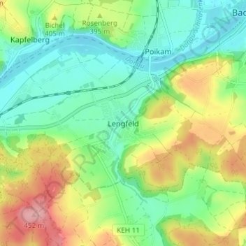 Mappa topografica Lengfeld, altitudine, rilievo