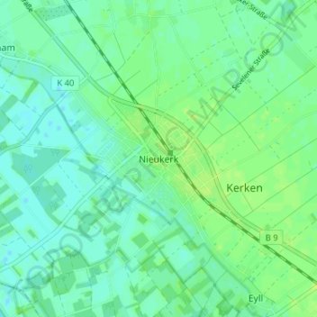 Mappa topografica Nieukerk, altitudine, rilievo