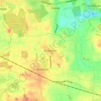 Mappa topografica Rüllschau, altitudine, rilievo