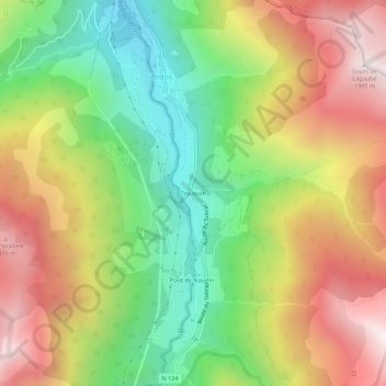 Mappa topografica Troussilh, altitudine, rilievo