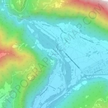 Mappa topografica Frassené, altitudine, rilievo