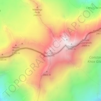 Mappa topografica De La Beche, altitudine, rilievo