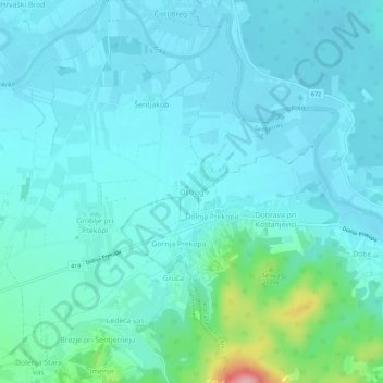 Mappa topografica Ostrog, altitudine, rilievo