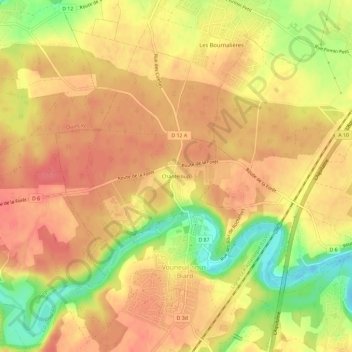 Mappa topografica Chanteloup, altitudine, rilievo
