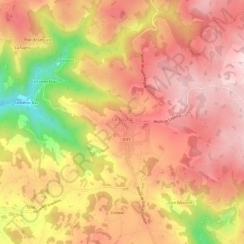 Mappa topografica Le Nayrac, altitudine, rilievo