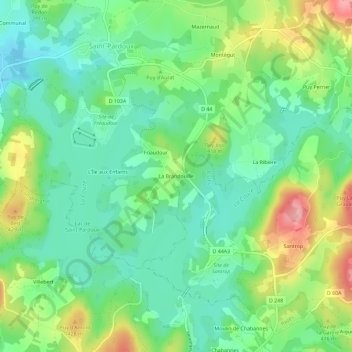 Mappa topografica La Brandouille, altitudine, rilievo