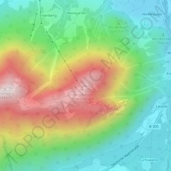 Mappa topografica Unternberg, altitudine, rilievo
