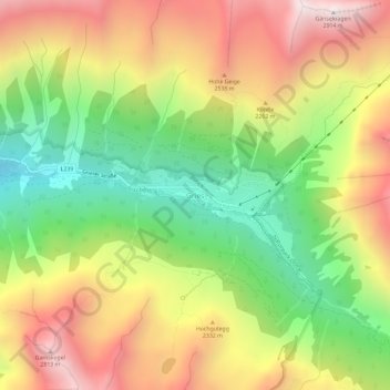 Mappa topografica Gries, altitudine, rilievo