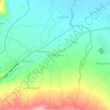 Mappa topografica San Antonio, altitudine, rilievo