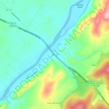 Mappa topografica Berrys, altitudine, rilievo