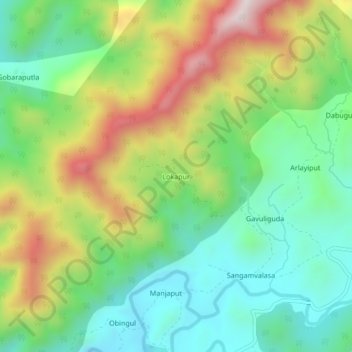 Mappa topografica Lokapur, altitudine, rilievo
