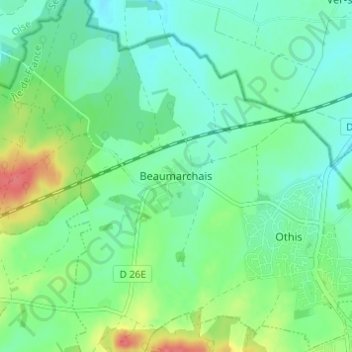 Mappa topografica Beaumarchais, altitudine, rilievo