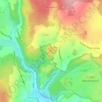 Mappa topografica Kuhberg, altitudine, rilievo