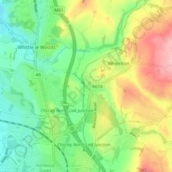 Mappa topografica Whittle Springs, altitudine, rilievo