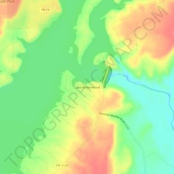 Mappa topografica Lake Brownwood, altitudine, rilievo