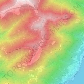 Mappa topografica Piancavallo, altitudine, rilievo